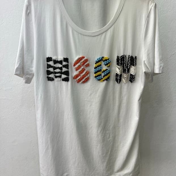 정품) MSGM 여성 비즈 반팔티 S