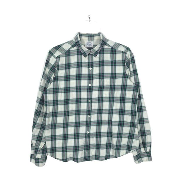 UNIQLO 그린 체크 라이트웨이트 플란넬 셔츠 XL
