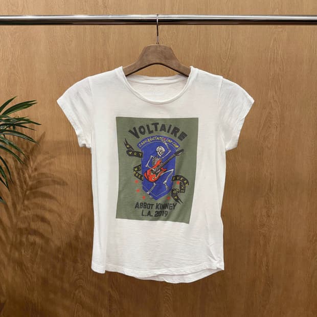 쟈딕 앤 볼테르 반팔 티셔츠 스켈레톤 그래픽 프린팅 디테일 화이트