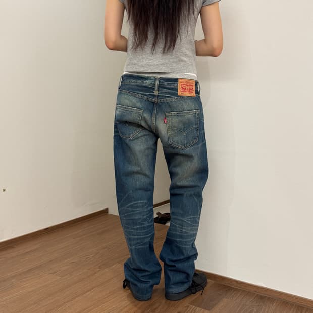 리바이스 501 워싱 데님 30