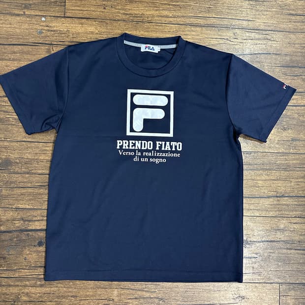 휠라 반팔 티셔츠 네이비 로고 프린팅 L 새제품 일본판 올드스쿨