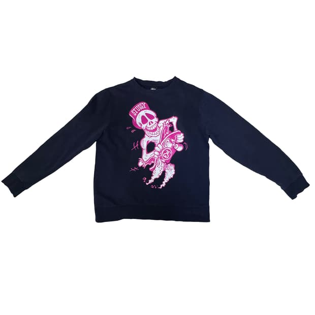 빈티지 스투시 STUSSY 스컬 스케이트 그래픽 맨투맨 L