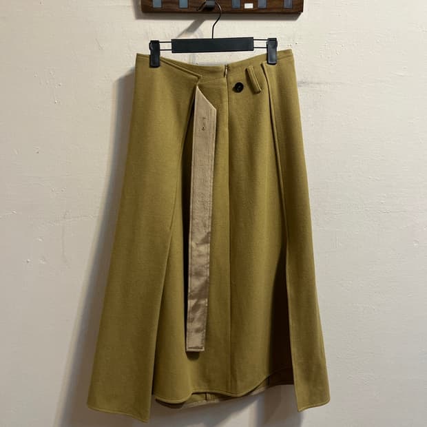 시스템 울 비대칭 스커트