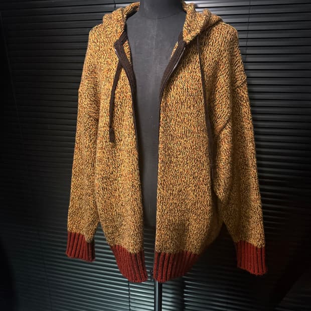 유니클로 마르니 콜라보 옐로우 에스닉 니트 후드 집업 노랑색 L 100