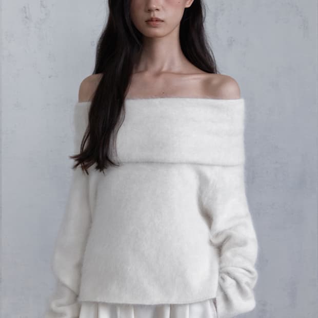 오디에스 ods 오프숄더 니트 블루