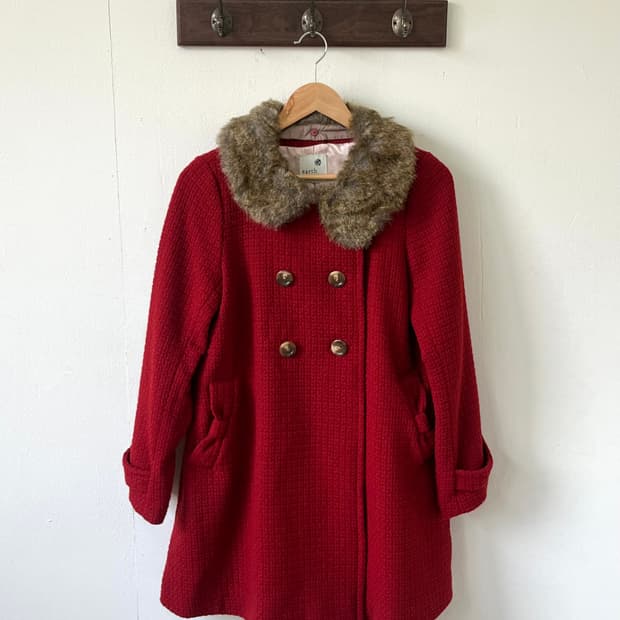 earth music 퍼 더블 코트