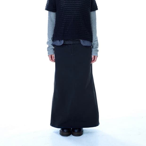 코이세이오 웨이스트 패널 스커트 차콜