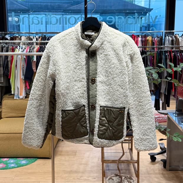 스카치앤소다 아이보리 카키 리버시블 테디 자켓 