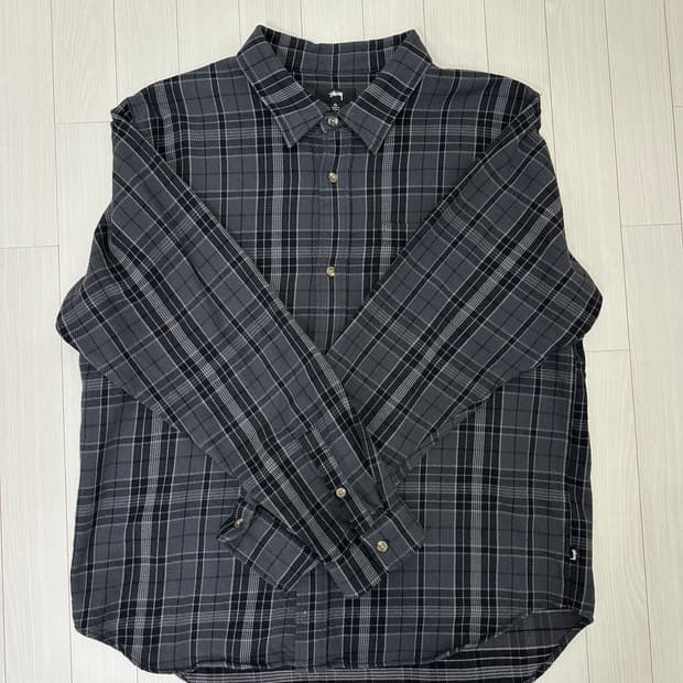 [XL] 스투시 스톤 플레이드 셔츠 블랙