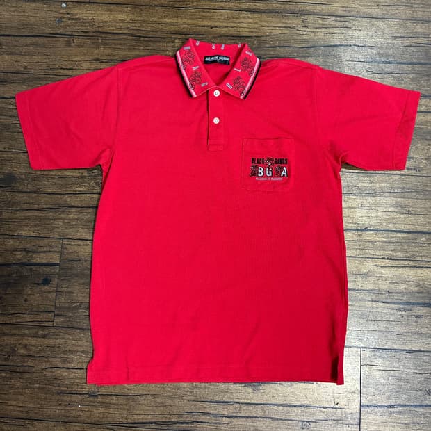 블랙갱스 BGA 레드 반팔 카라 티셔츠 L 새제품 올드스쿨