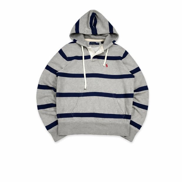 폴로 스트라이프 후드티