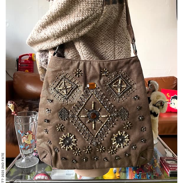 ~1990s Indian Jewelry Trim Shoulder Bag