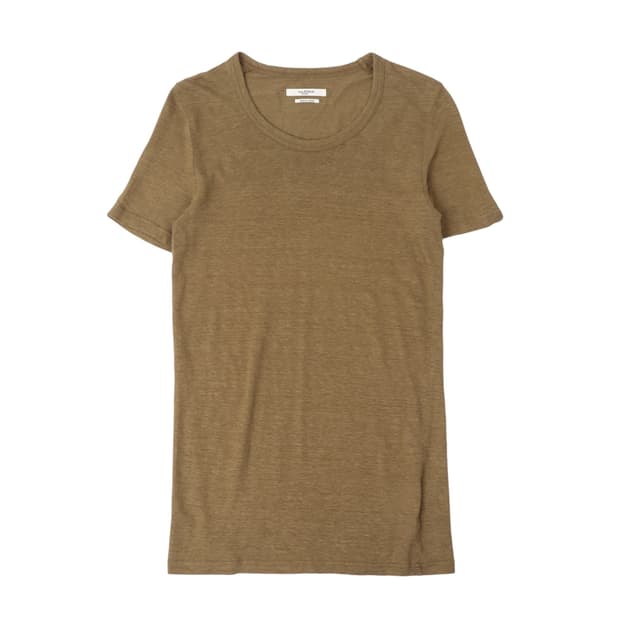 이자벨마랑 카키브라운 린넨 티셔츠