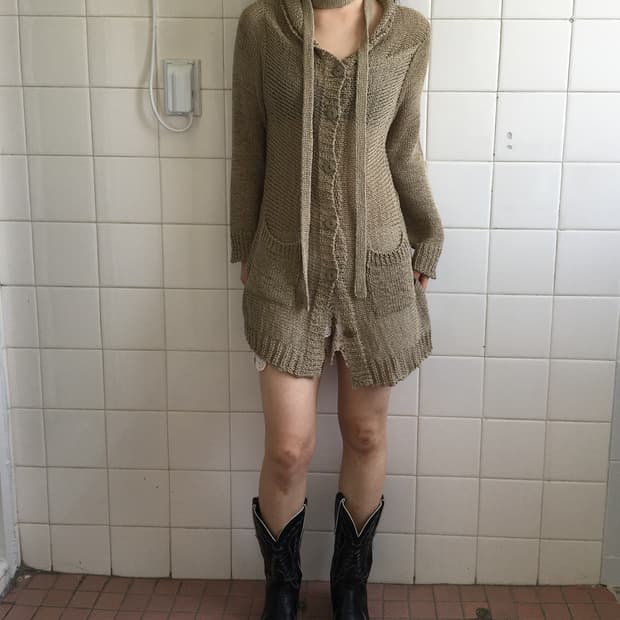 Tied knit cardigan