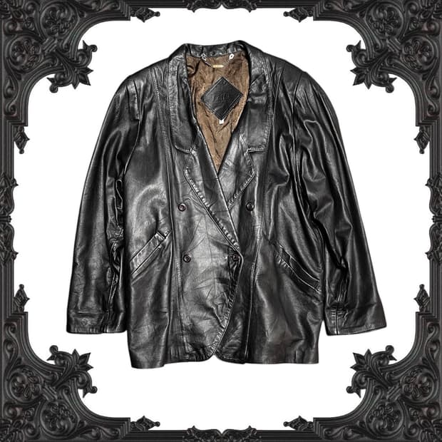 더블버튼 레더 블레이저 자켓