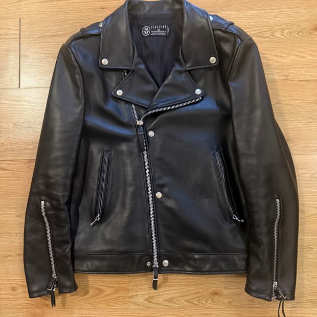 DIAFVINE 블랙 가죽 더블라이더 자켓 L 소가죽