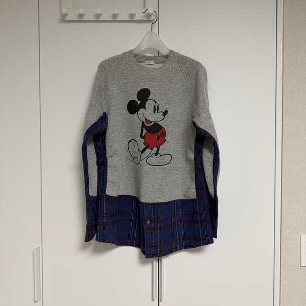 oldpark 올드팤 미키 셔츠 레이어드 맨투맨