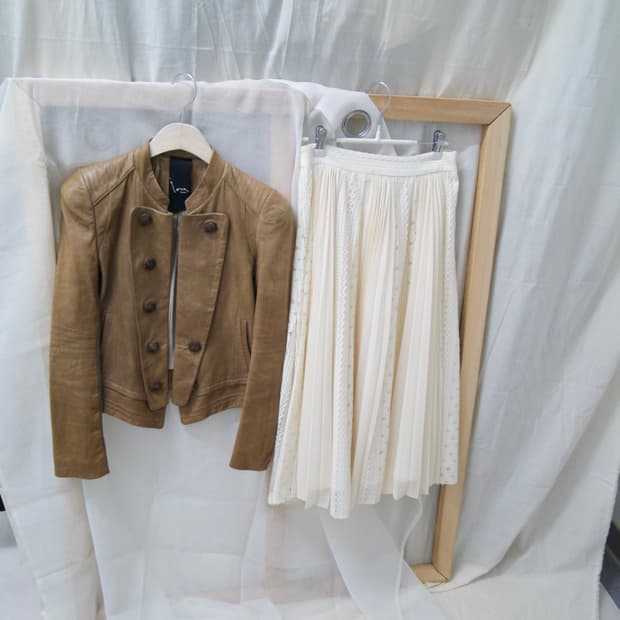 lamb leather stand collar jacket