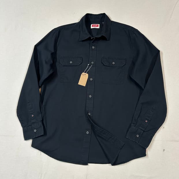 M) Wrangler 랭글러 투포켓 워크웨어 코튼 셔츠 블랙 W34