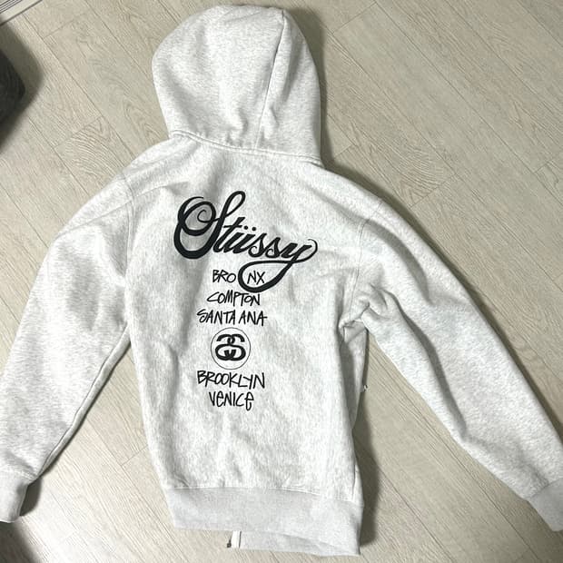 스투시 월드투어 후드집업 애쉬헤더 m