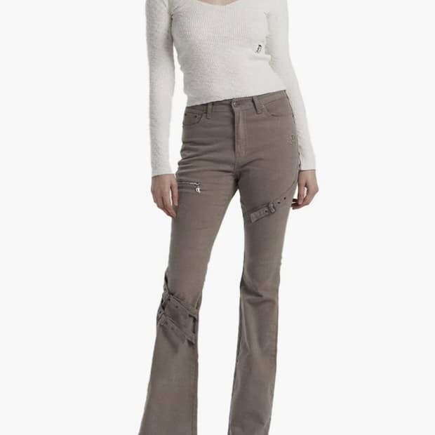 오도어 벨트 카고 부츠컷 팬츠 펑크룩