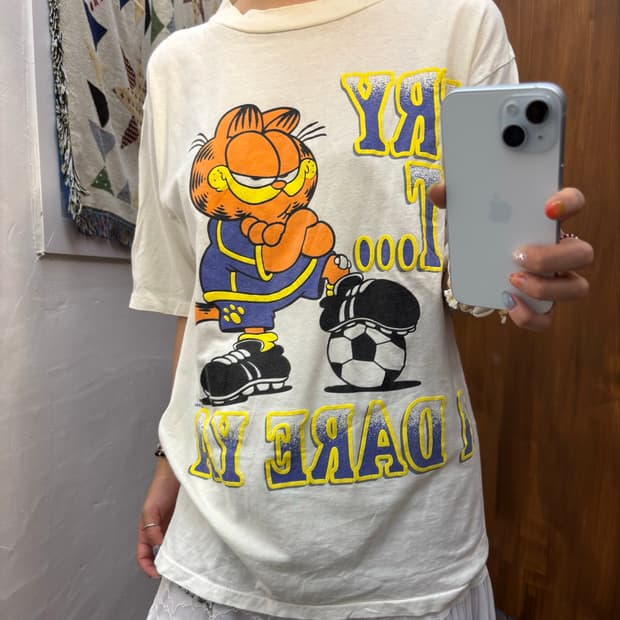 90s allsports 가필드 프린팅 반팔 티