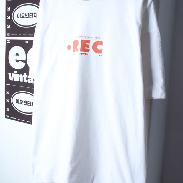 (L-2XL) 반팔 티셔츠 레코딩 화이트 올드스쿨-H33071