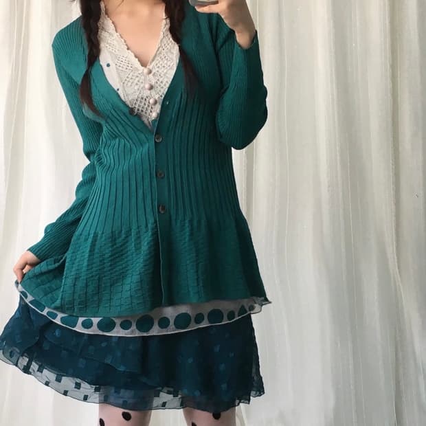 빈티지 도트 청록 코어 set