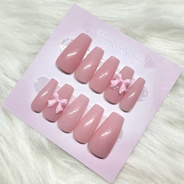 (데일리네일🎀) 심플 베이비리본 수제네일팁