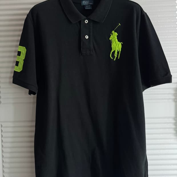 폴로 랄프포렌 블랙 네온그린 빅포니 카라티 XL (18-20)