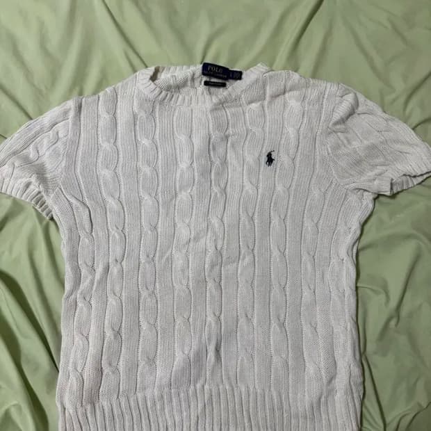 폴로랄프로렌 케이블 니트 반팔 화이트 