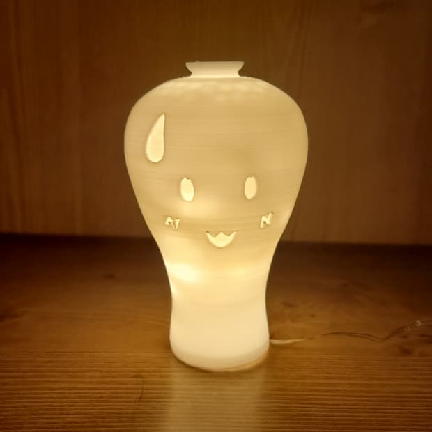 삐질 백자 3d 램프 led 무드등 수면등 조명