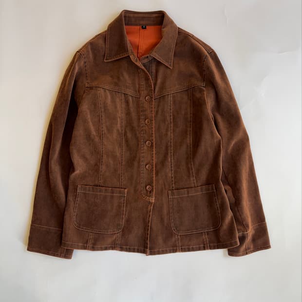 BROWN SUEDE BUTTON JACKET