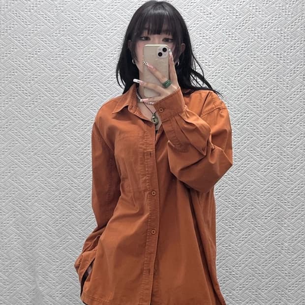 나이키 ACG 컨트리 빈티지 오버핏 오렌지브라운 셔츠 L C11342