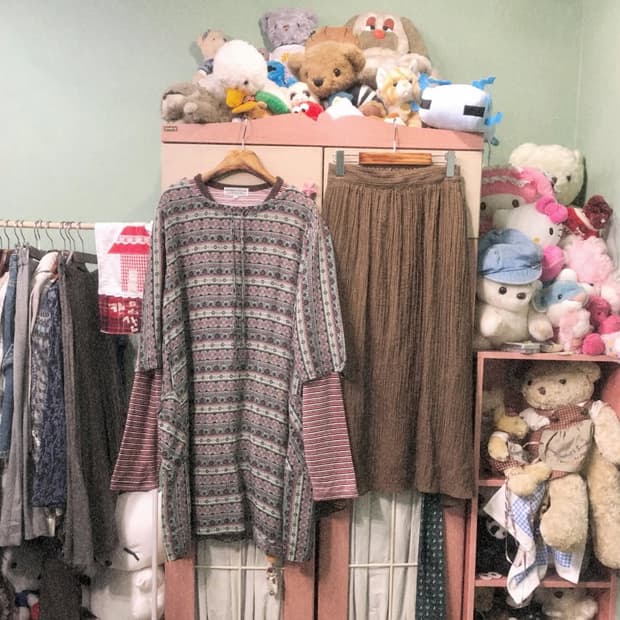 카모메산장 빈티지 모리 상의 코디 세트 (치마 제외)