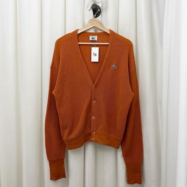 라코스테 오렌지 브이넥 가디건