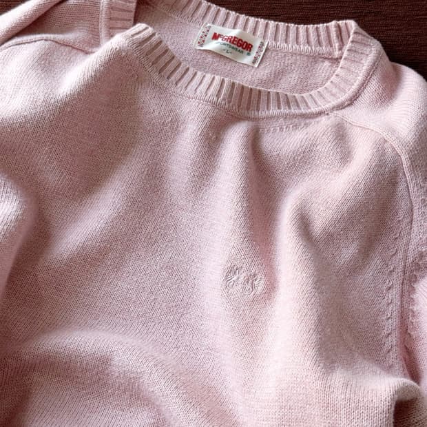 Cotton design stitch crew neck knit P/O
