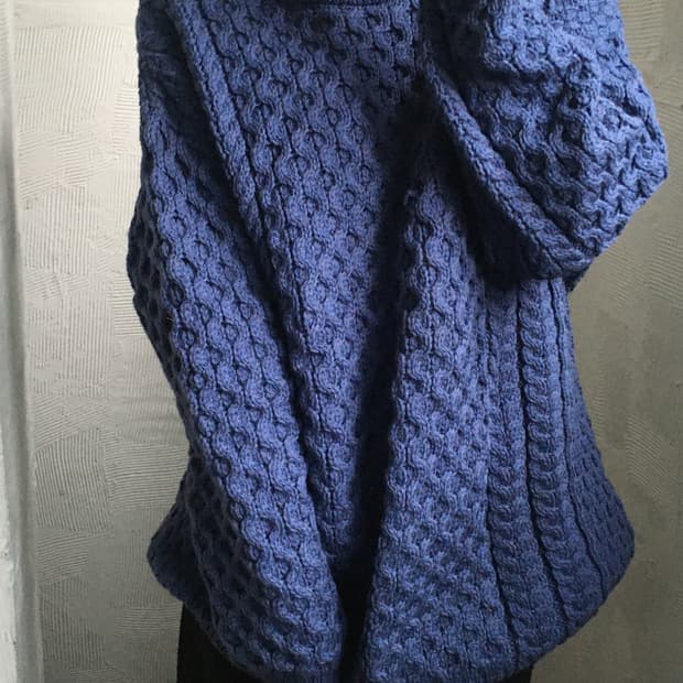 Aran Crafts 아란크래프트 블루 메리노울 크루넥 스웨터 