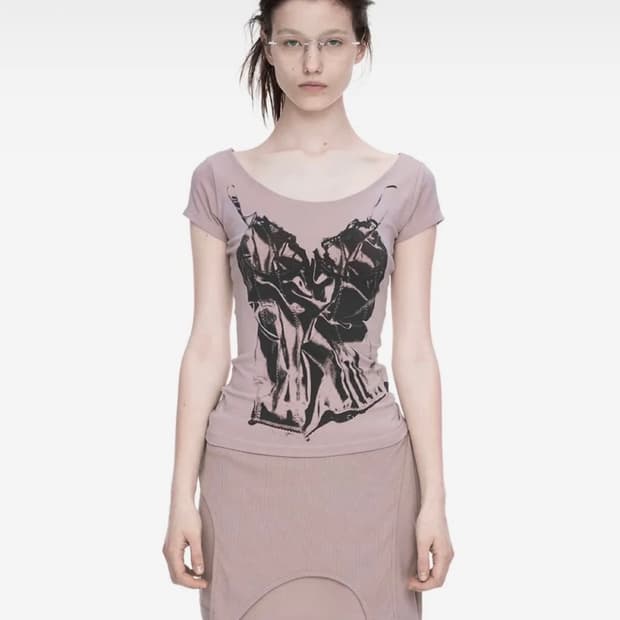 나체 SLIP X-RAY PRINTED T-SHIRT