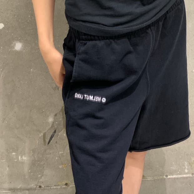 Helmut Lang 헬무트랭 블랙 코튼 하프팬츠