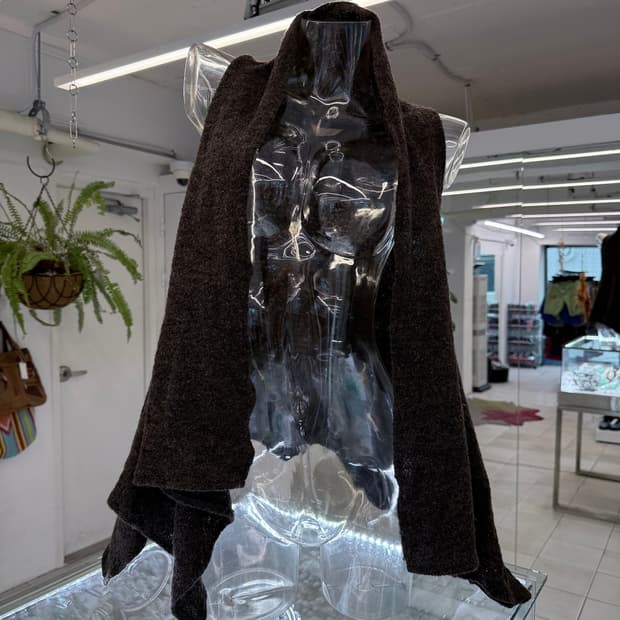 flare knit open vest