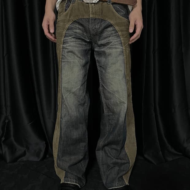 S.nik Jeans 웨스턴 패치워크 데님 팬츠