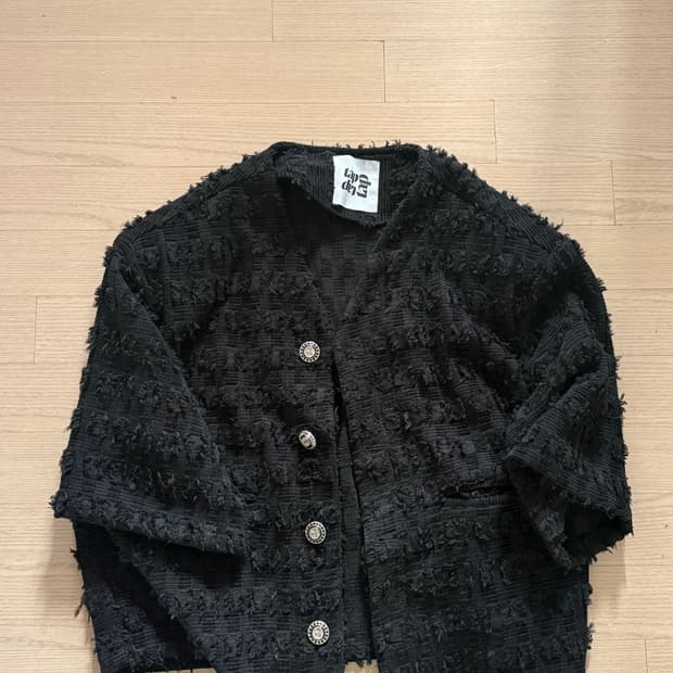 크롭 반팔 트위드 자켓 (남친룩)