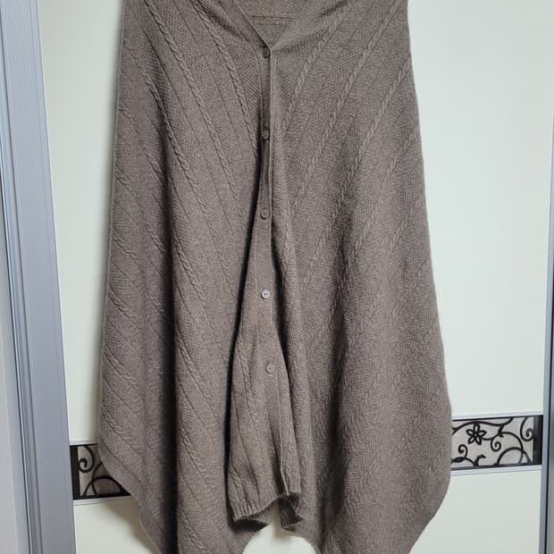 고요 캐시미어 100% 케이블 버튼 빅 숄