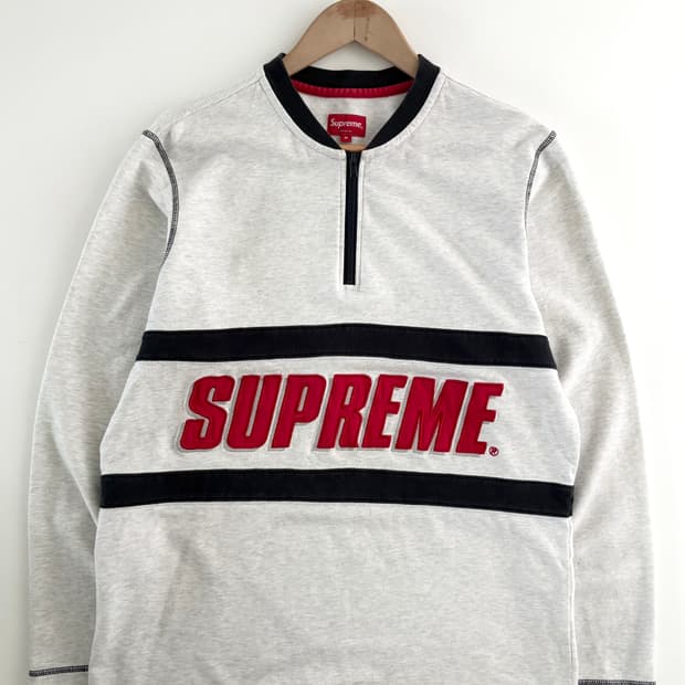SUPREME 슈프림 16SS 로고 럭비 하프집업