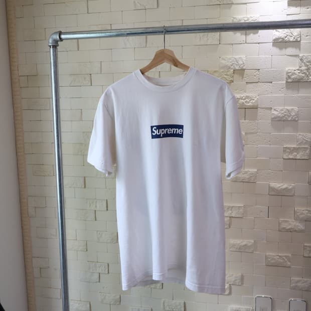 슈프림 SS15 뉴욕 양키즈 박스로고 티셔츠 화이트
