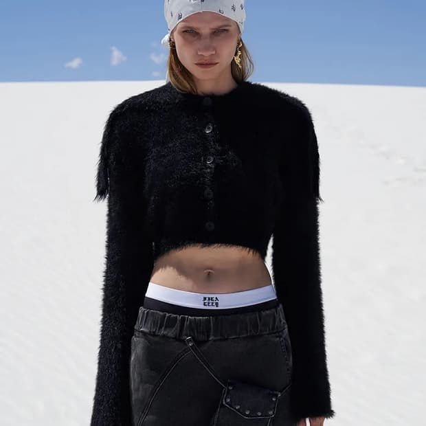 LEEY YEEL HAIRY COLLAR CARDIGAN
