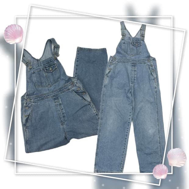 재팬 Gap 데님 빈티지 워싱 멜빵 팬츠  일자핏 핀터 바디슈트