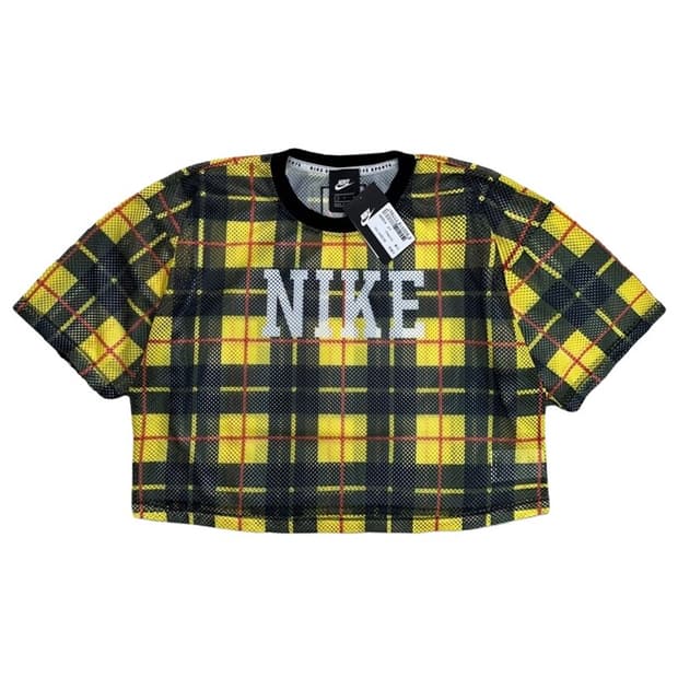 NIKE 새상품 NIKE 메쉬 크롭 반팔 티 옐로우 L