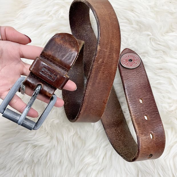 리바이스 리얼레더 로고 스터드 버클 벨트